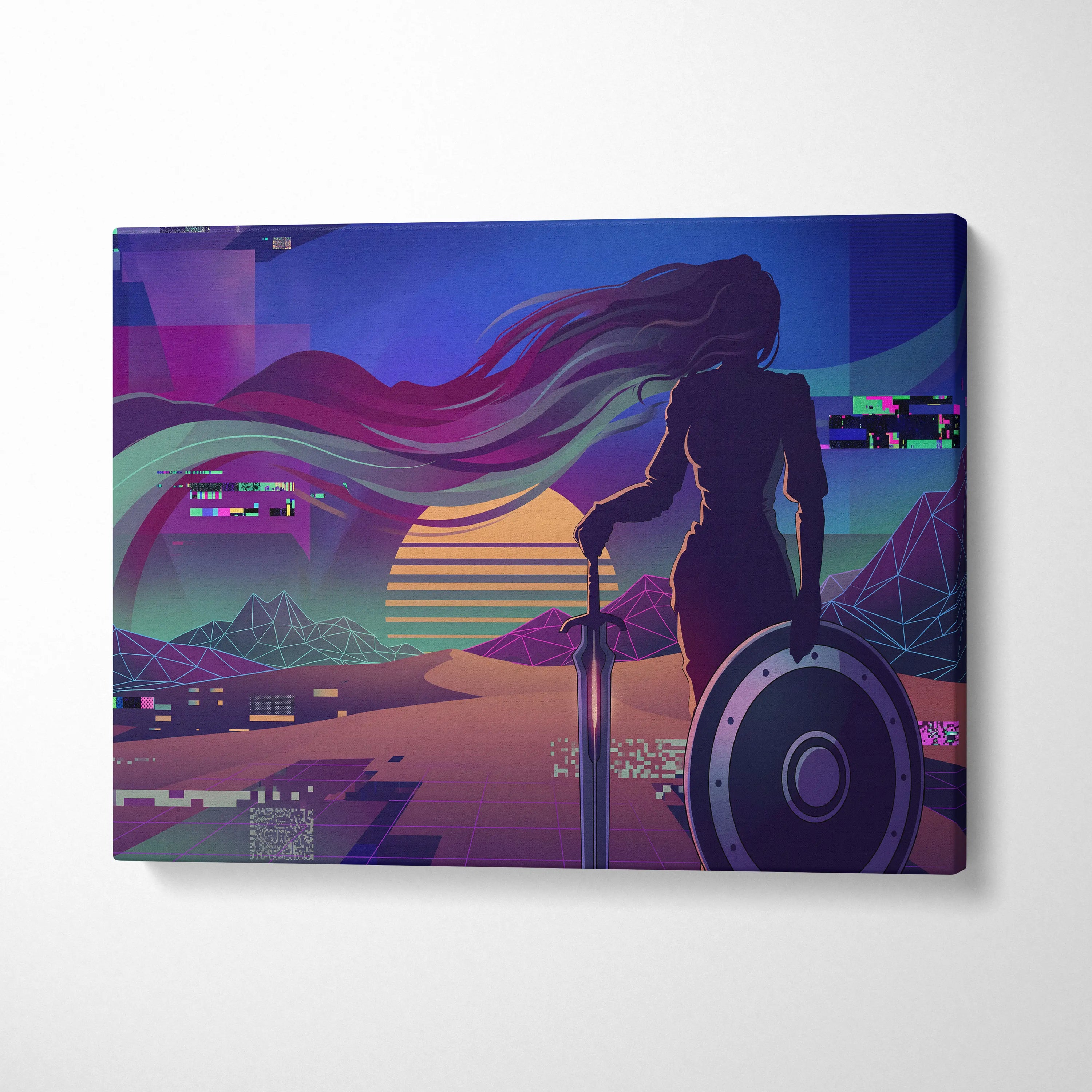Vaporwave Neon Dream Canvas - Vaporwave Figure Neon Pink Purple Blue Living Room Decor Vaporwave Dreamy Mood Neon Neo-Retro Futurism Museum Canvas