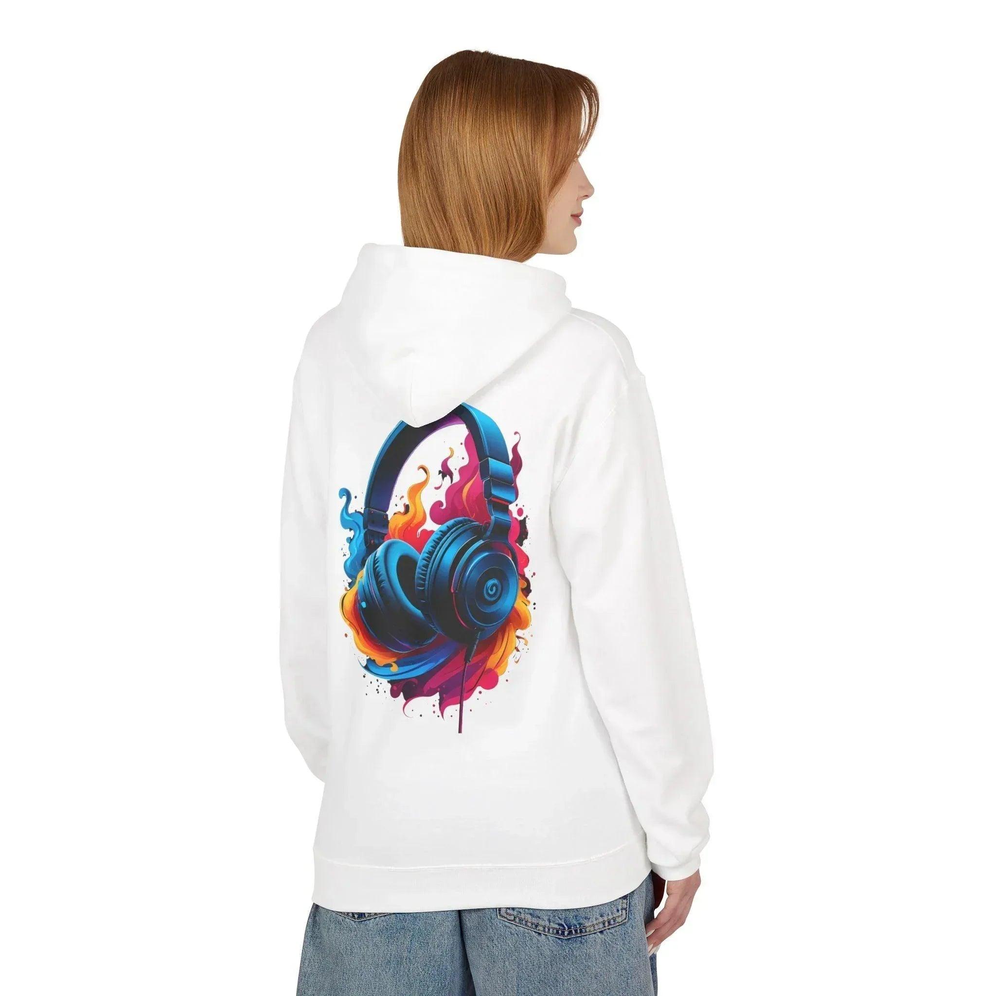 Artistic Vibes Fleece Hoodie with Headphone Design - Ultimate Comfort & Style