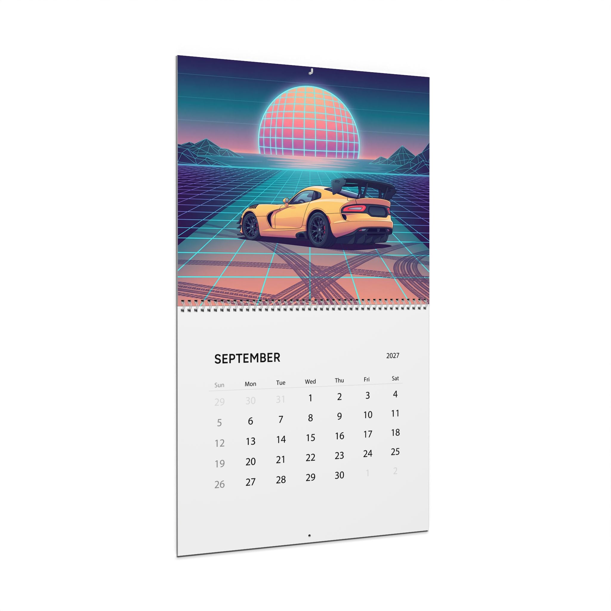 2027 Muscle Car Vaporwave Wall Calendar – American Performance Cars & Retro Neon Artwork Collection