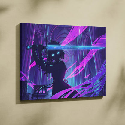 Neon Vaporwave Cathedral - Cathedral Neon Pink Purple Blue Vaporwave Dreamy Mood Retro Futurism Neon Canvas