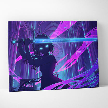 Neon Vaporwave Cathedral - Cathedral Neon Pink Purple Blue Vaporwave Dreamy Mood Retro Futurism Neon Canvas