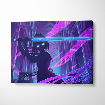 Neon Vaporwave Cathedral - Cathedral Neon Pink Purple Blue Vaporwave Dreamy Mood Retro Futurism Neon Canvas