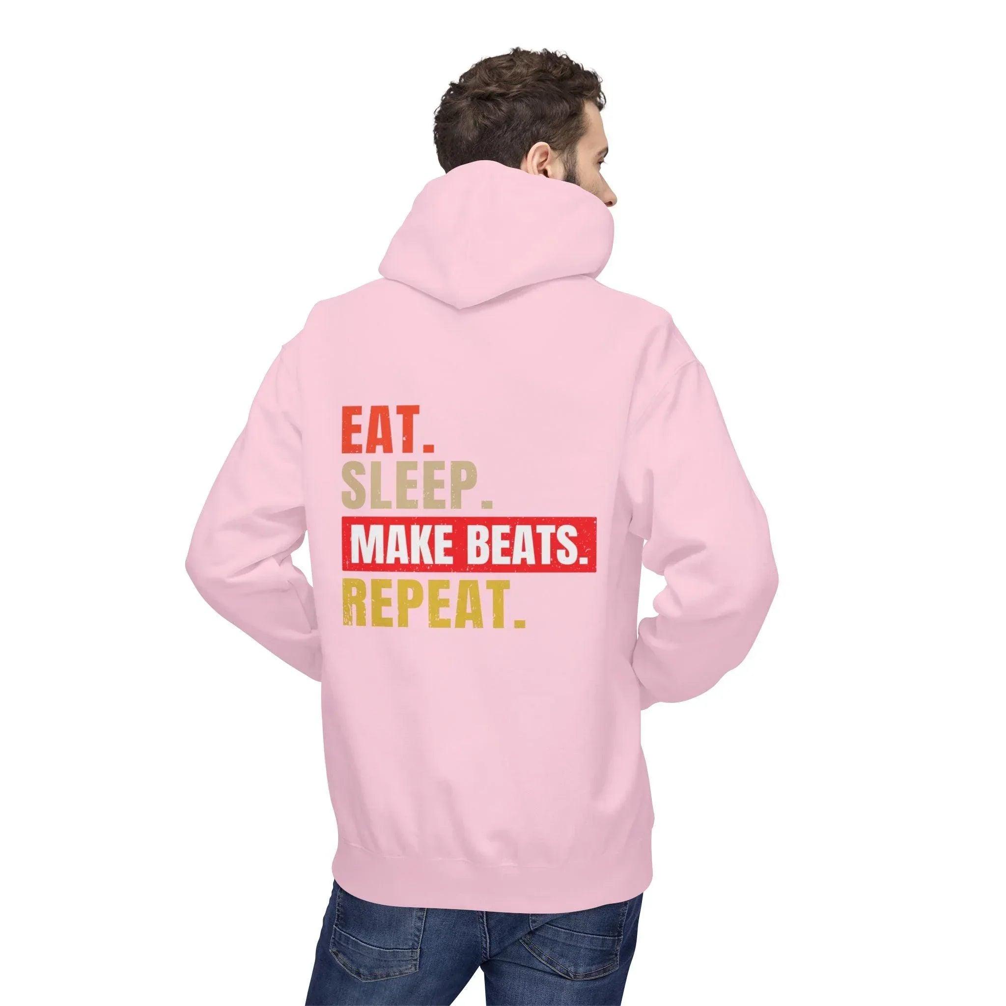 Cozy Music Producer Hoodie: 'Eat. Sleep. Make Beats. Repeat' Fleece Design