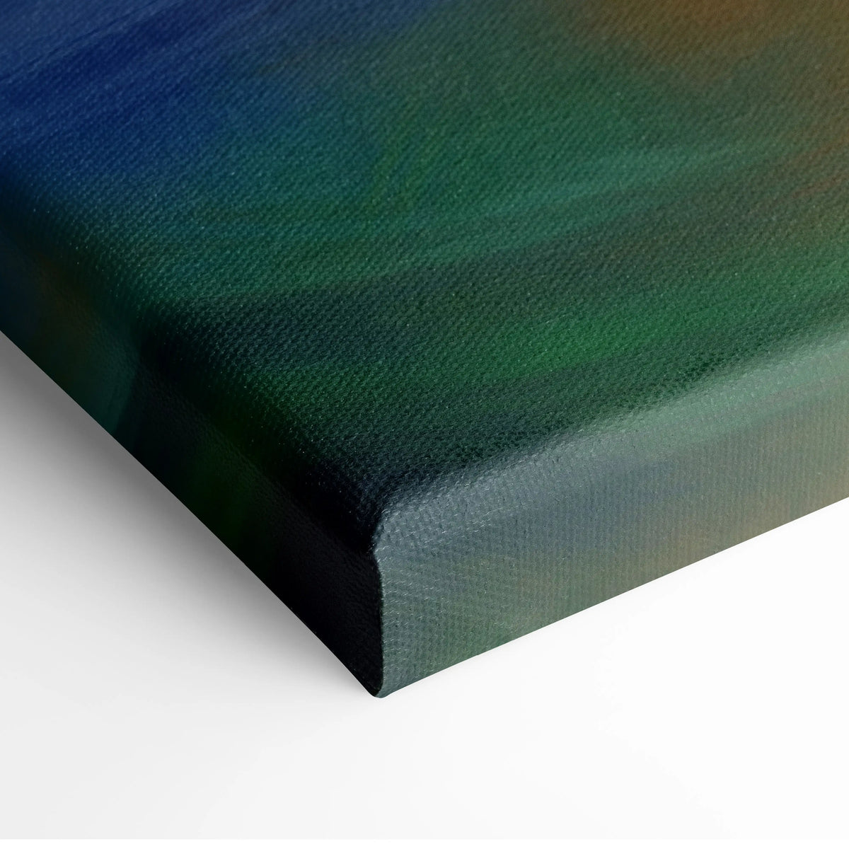 Ford GT inspired car wall art canvas print with deep blue to vibrant green gradient on textured fabric surface