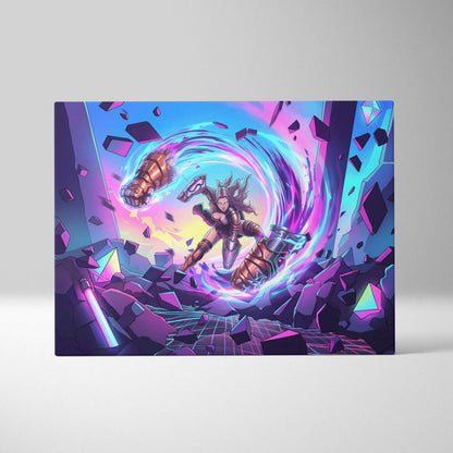 Vaporwave Neon Odyssey Canvas - Vaporwave Fantasy Neon Pink Blue Canvas Decor Retro Futurism