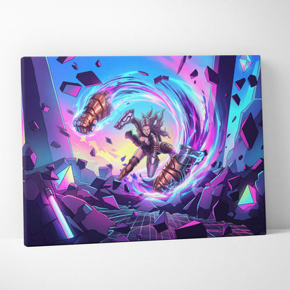 Vaporwave Neon Odyssey Canvas - Vaporwave Fantasy Neon Pink Blue Canvas Decor Retro Futurism
