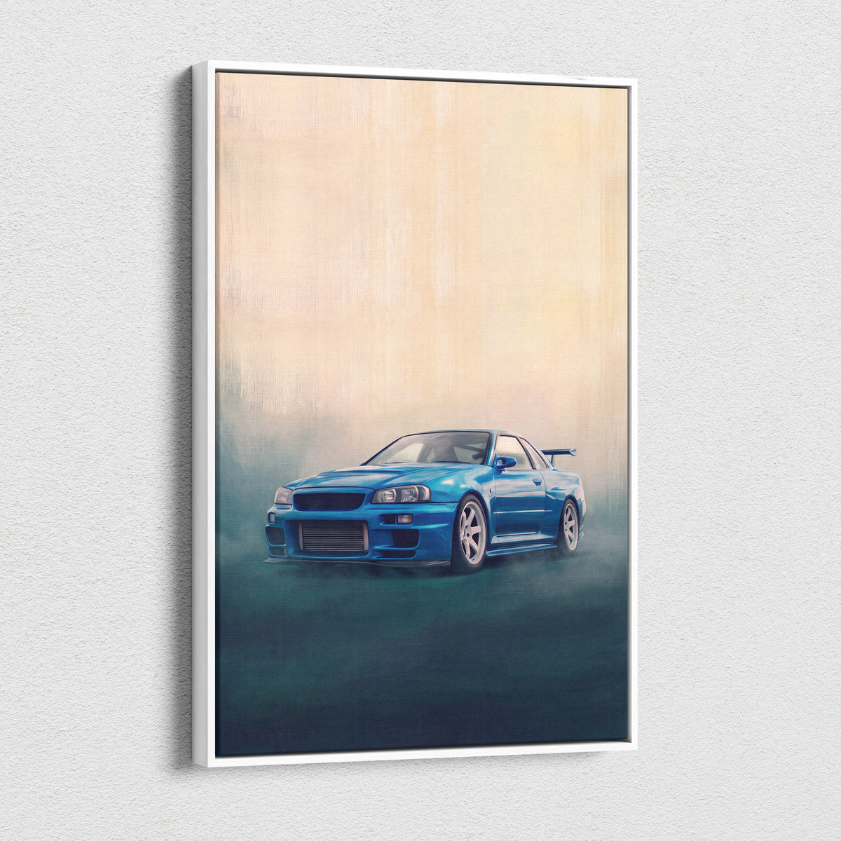 Nissan Skyline GT-R R34 Inspired Car Wall Art - Blue JDM Motorsport Canvas Print
