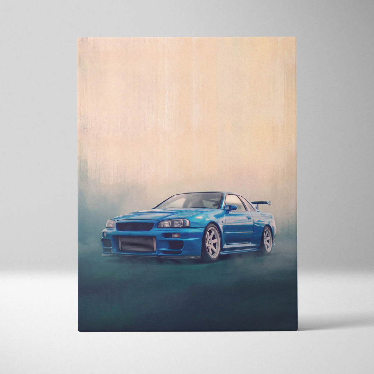 Nissan Skyline GT-R R34 Inspired Car Wall Art - Blue JDM Motorsport Canvas Print