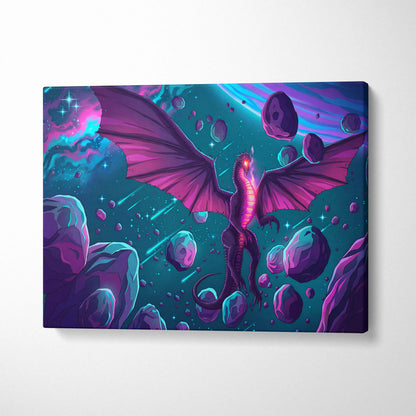 Vaporwave Neon Dragon Canvas - Dragon Neon Pink Blue Purple Living Room Vaporwave Mystical Neon Wall Art Canvas