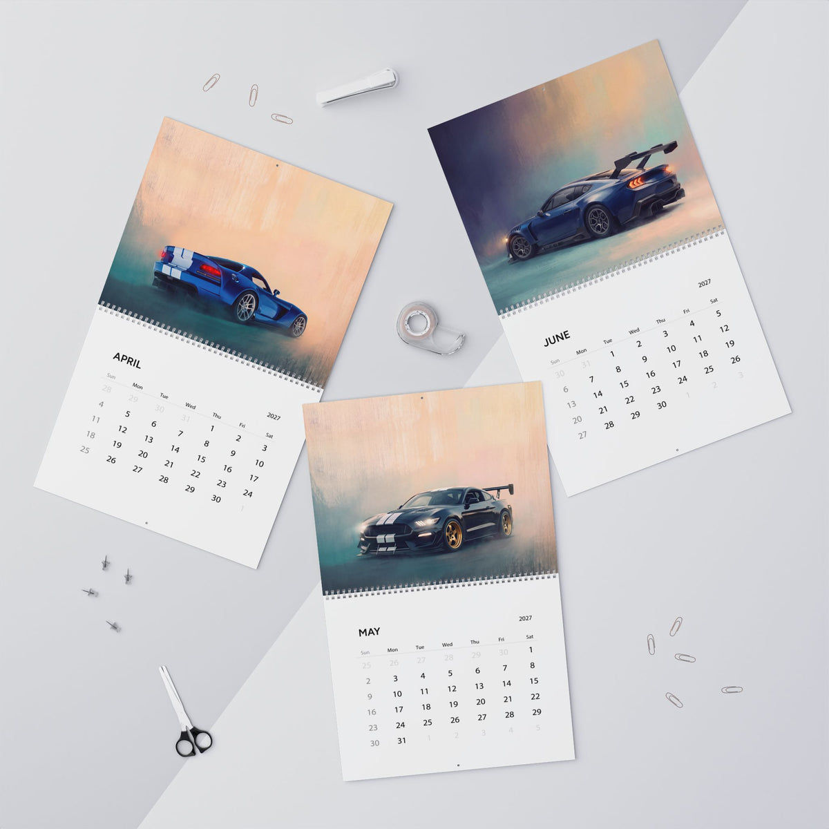 2027 Muscle Cars Artwork Calendar | American Muscle Car Wall Calendar