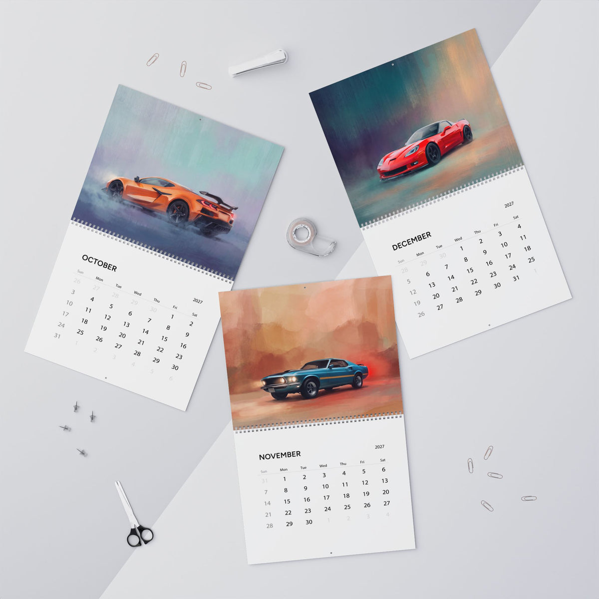 2027 Muscle Cars Artwork Calendar | American Muscle Car Wall Calendar