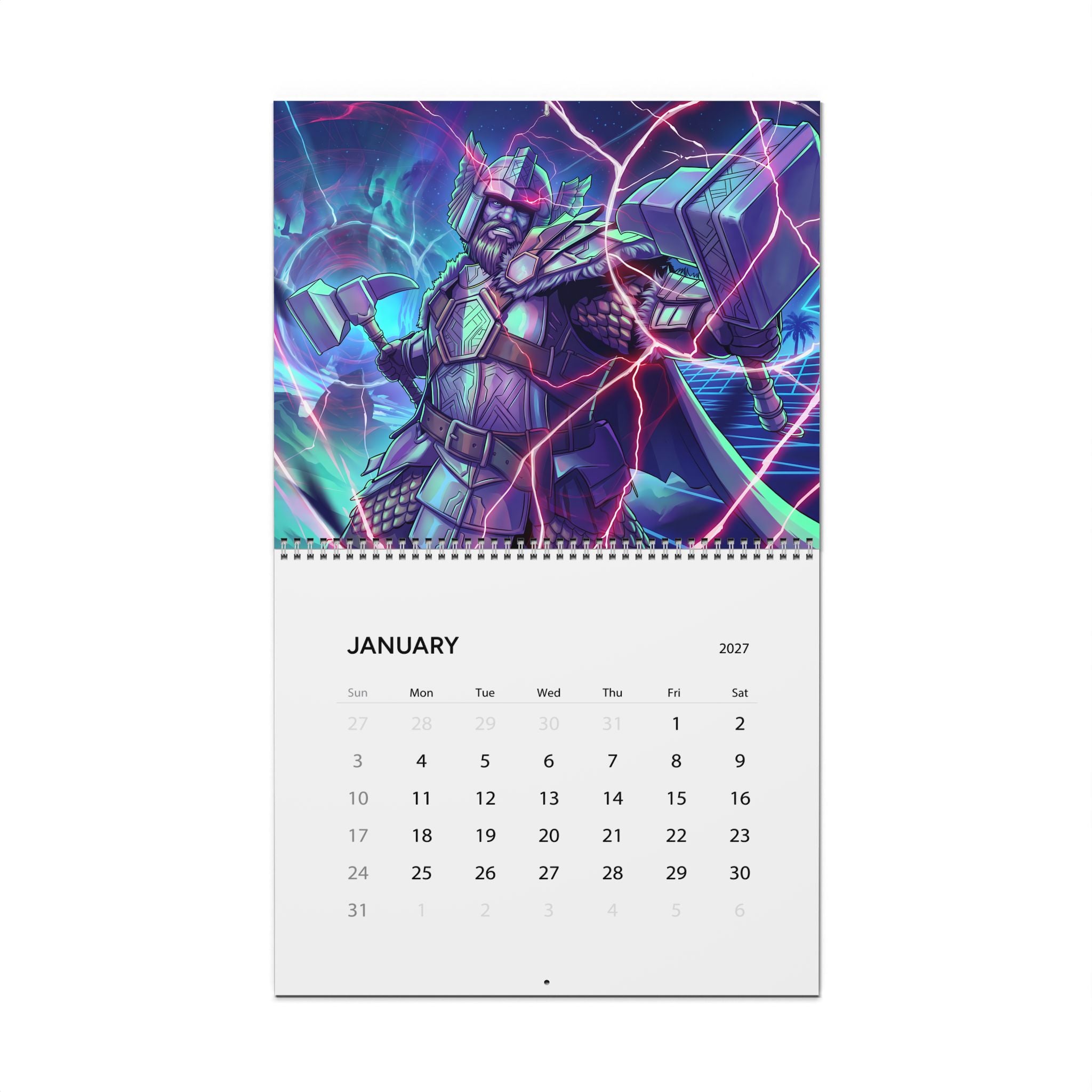 2027 Fantasy Artwork Calendar – Colorful Vaporwave Inspired Art & Neon Designs