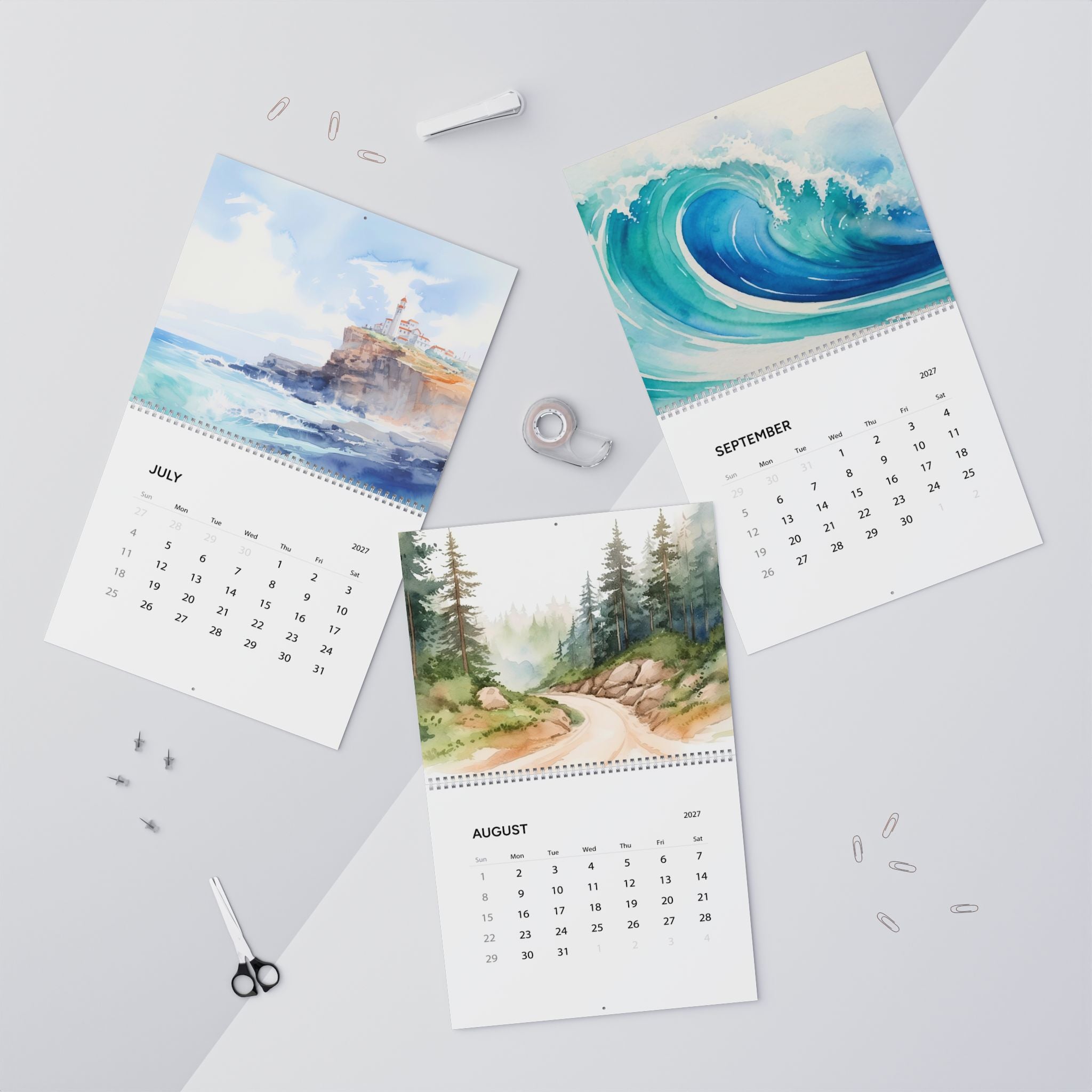 2027 Watercolor Artwork Wall Calendar – Colorful Painted Designs, Artistic Scenes & Creative Art Collection
