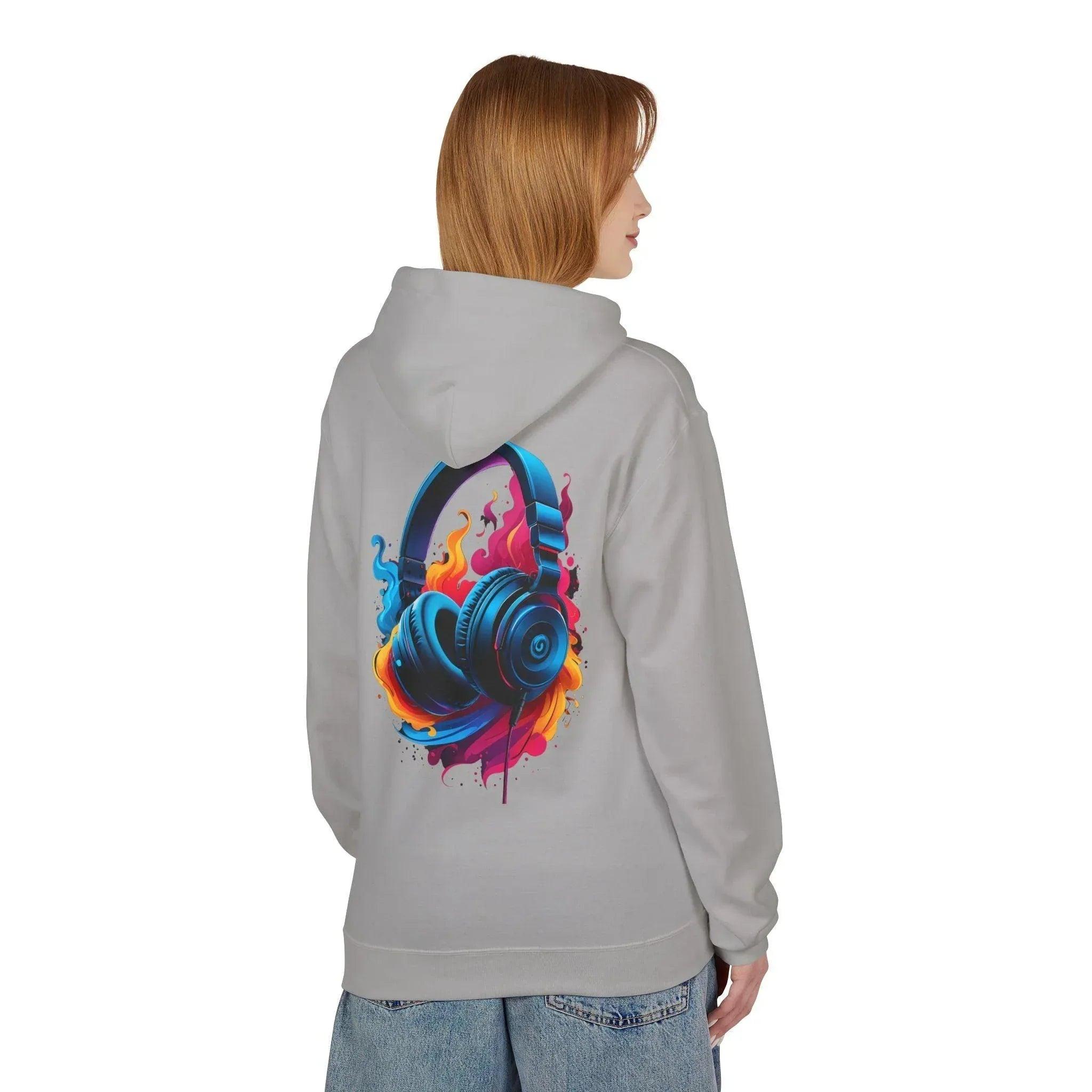 Artistic Vibes Fleece Hoodie with Headphone Design - Ultimate Comfort & Style