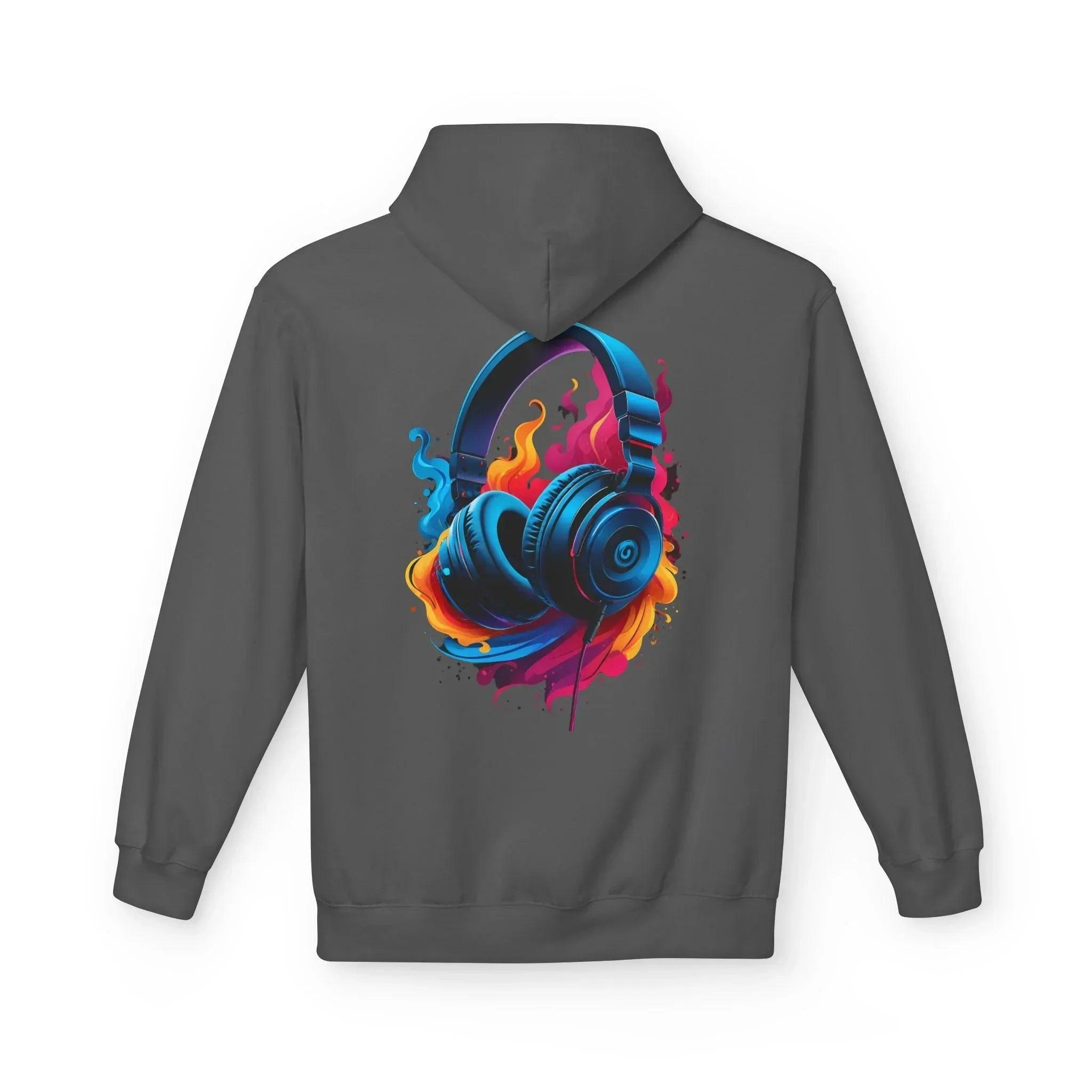 Artistic Vibes Fleece Hoodie with Headphone Design - Ultimate Comfort & Style