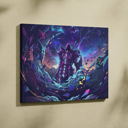 Vaporwave Neon Fantasy Canvas - Vaporwave Fantasy Neon Purple Pink Cyan Living Room Modern Dreamy Mood Wall Art Canvas