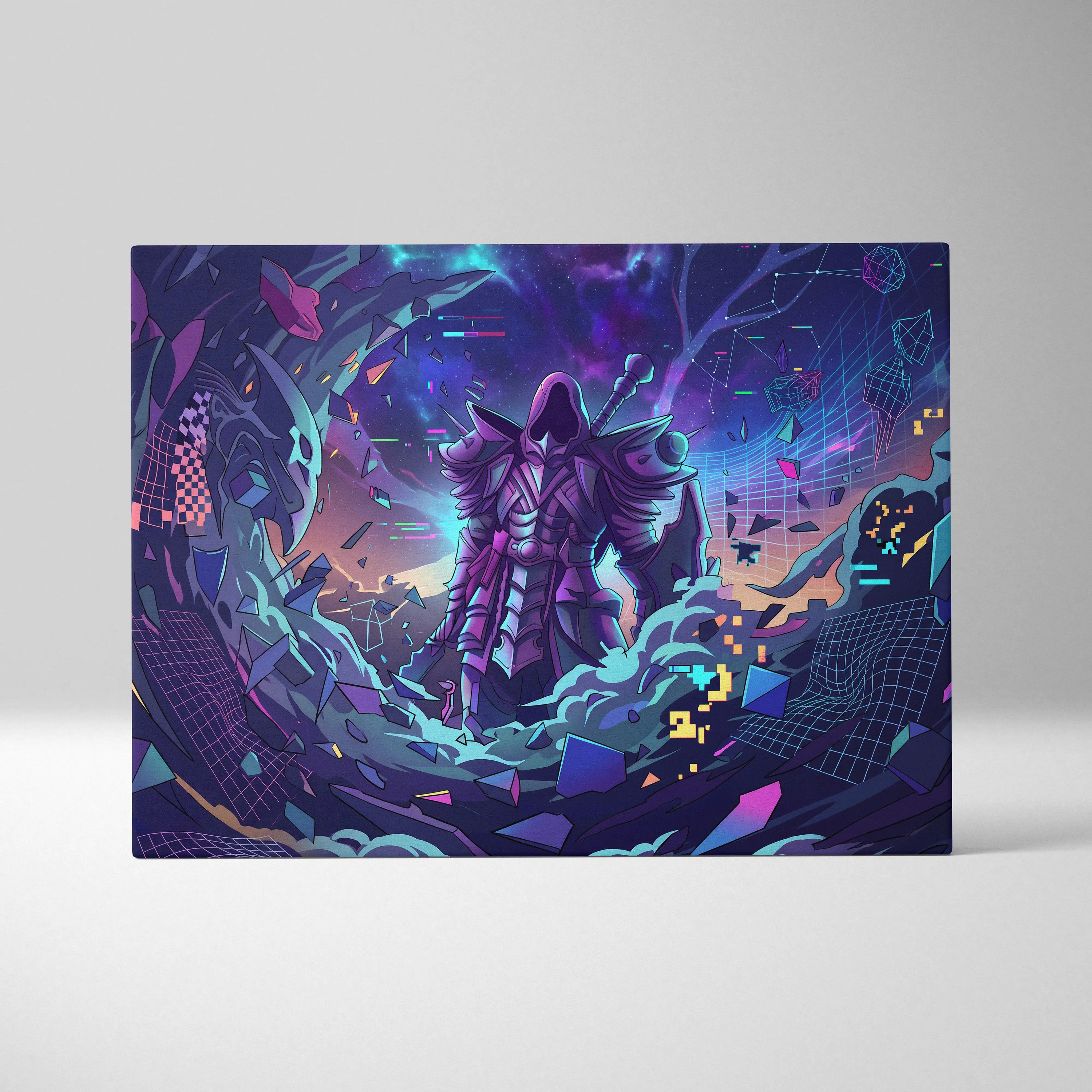 Vaporwave Neon Fantasy Canvas - Vaporwave Fantasy Neon Purple Pink Cyan Living Room Modern Dreamy Mood Wall Art Canvas