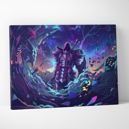 Vaporwave Neon Fantasy Canvas - Vaporwave Fantasy Neon Purple Pink Cyan Living Room Modern Dreamy Mood Wall Art Canvas