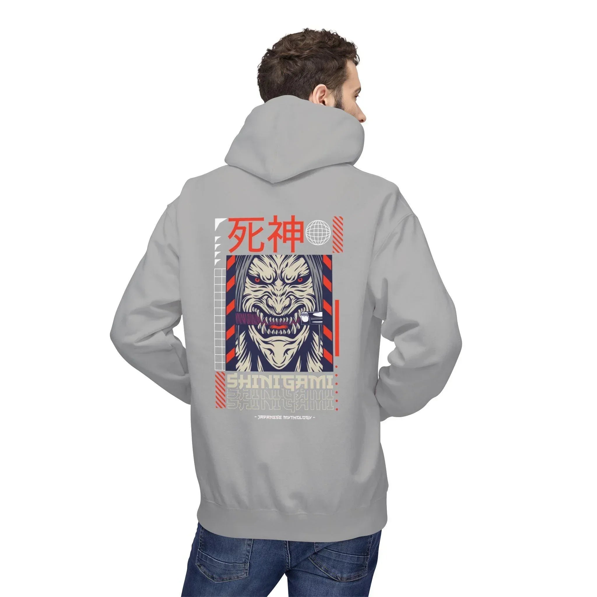 Shinigami-Inspired Japanese Streetwear Fleece Hoodie - Comfort Meets Cultural Style