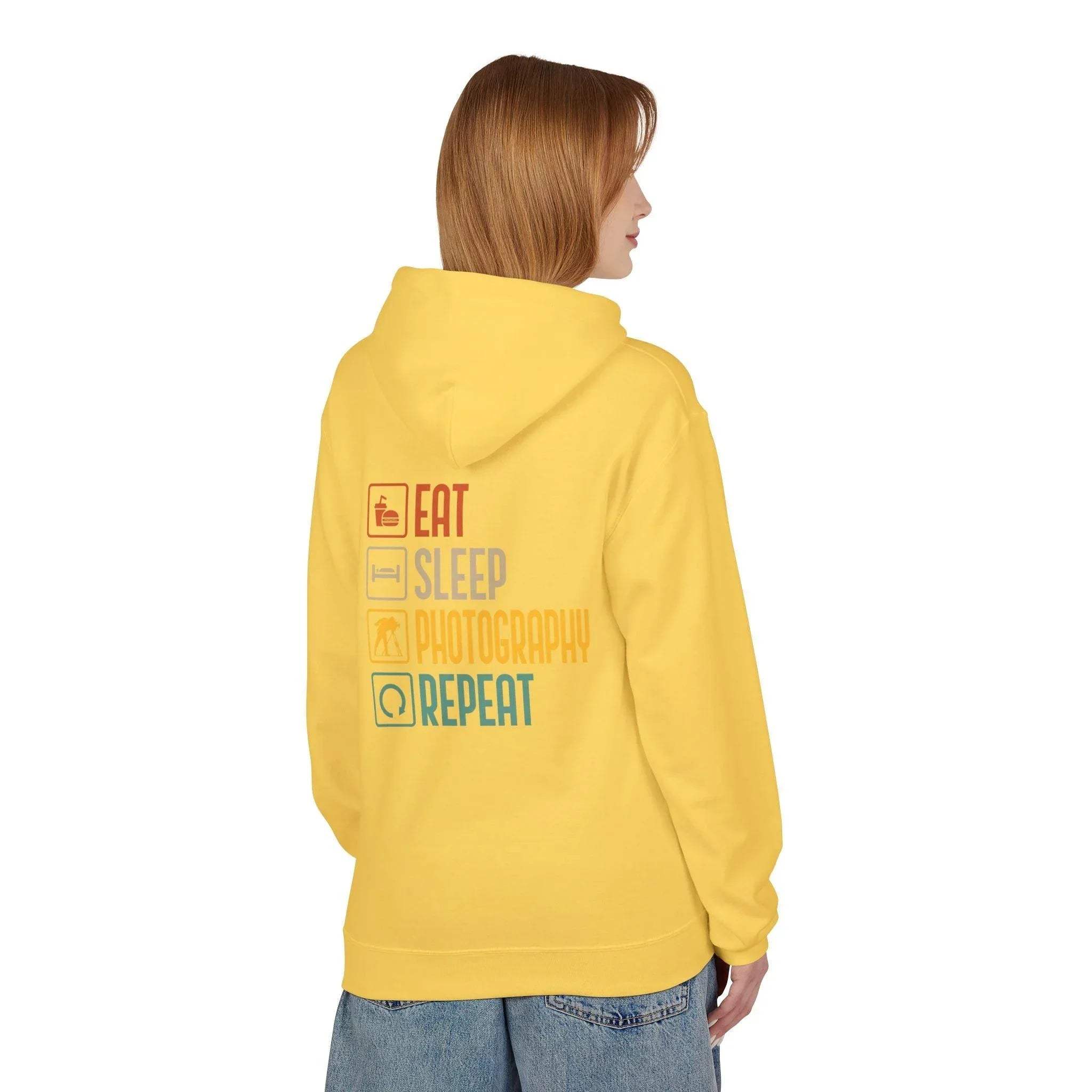 Cozy Photography Lover's Fleece Hoodie: "Eat, Sleep, Capture, Repeat"