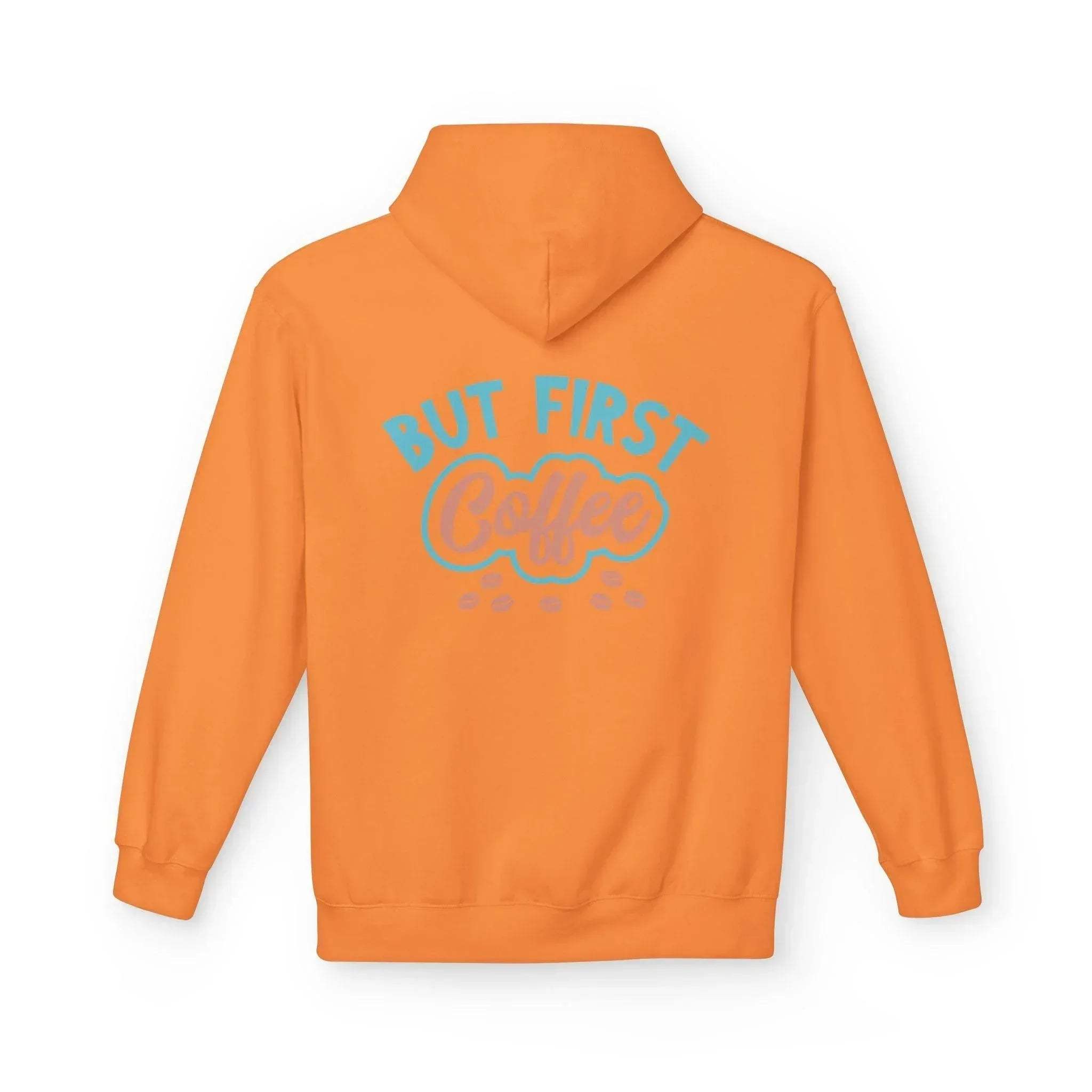 Cozy "But First Coffee" Fleece Hoodie for Coffee Lovers