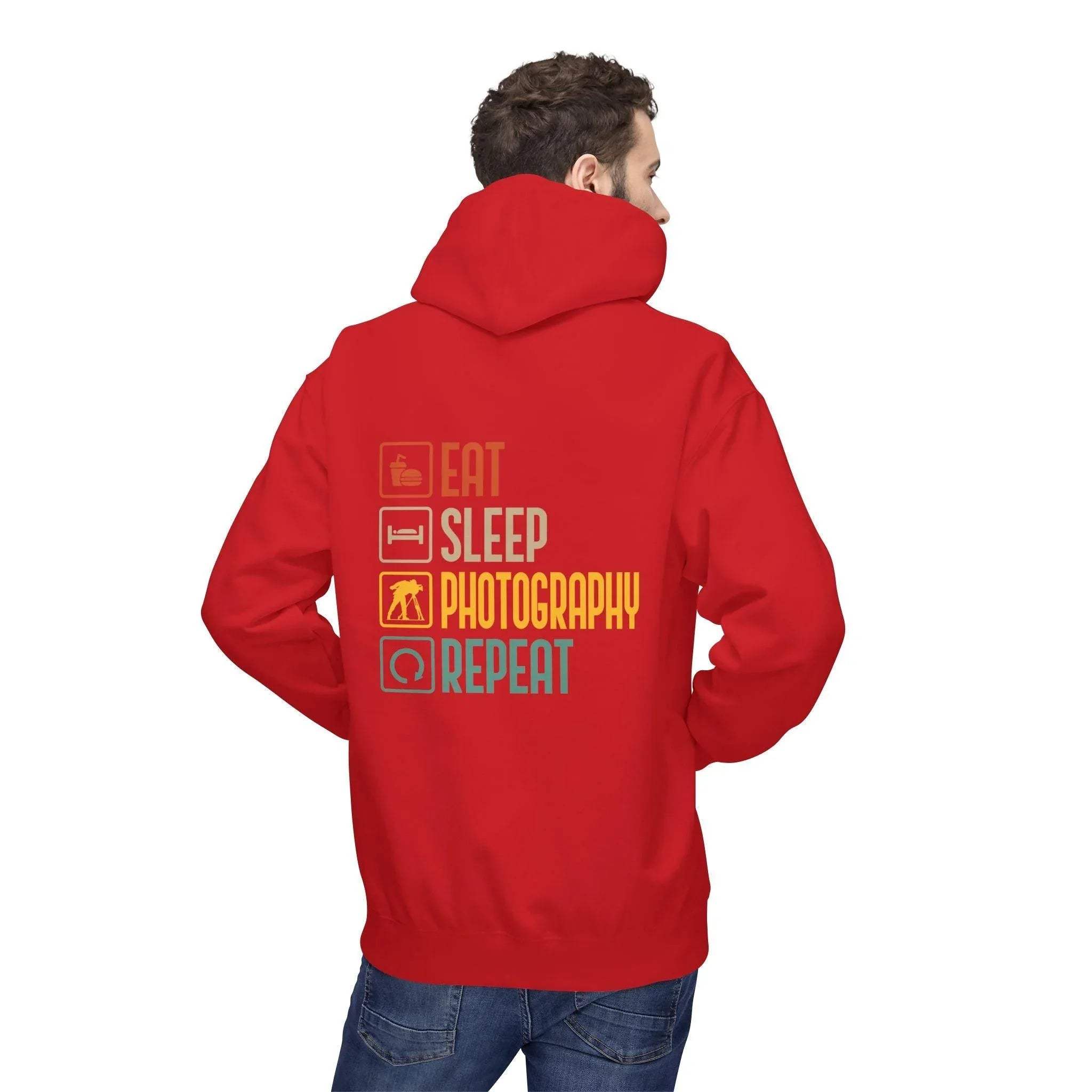 Cozy Photography Lover's Fleece Hoodie: "Eat, Sleep, Capture, Repeat"