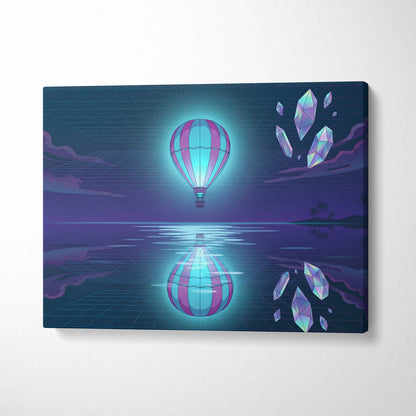 Neon Vaporwave Balloon Canvas - Vaporwave Balloon Blue Pink Living Room Futurism Dreamy Mood Modern Wall Art Canvas