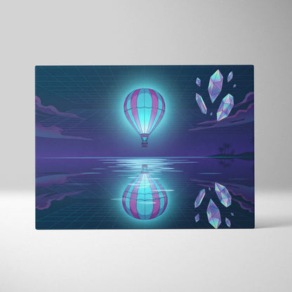 Neon Vaporwave Balloon Canvas - Vaporwave Balloon Blue Pink Living Room Futurism Dreamy Mood Modern Wall Art Canvas