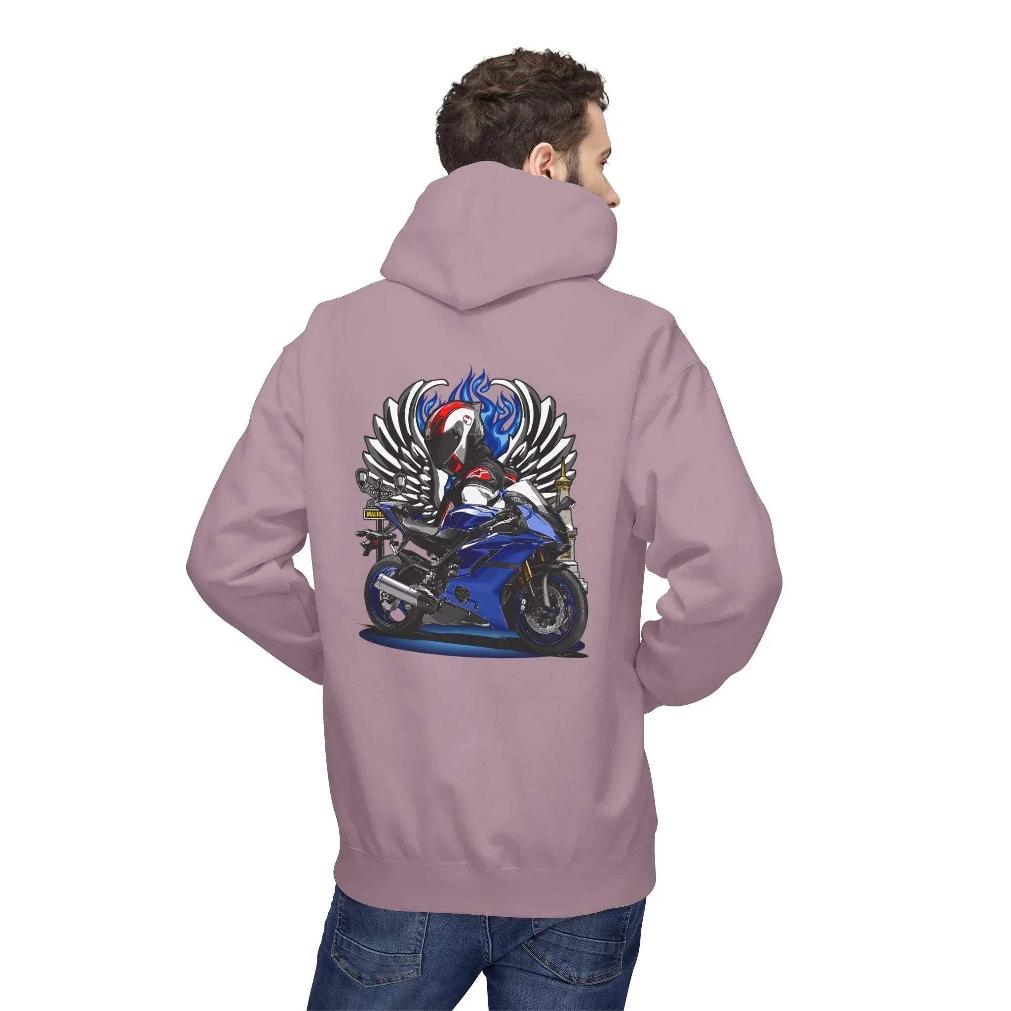Yamaha R6 Winged Biker Fleece Hoodie - Ultimate Comfort for Motorcycle Lovers