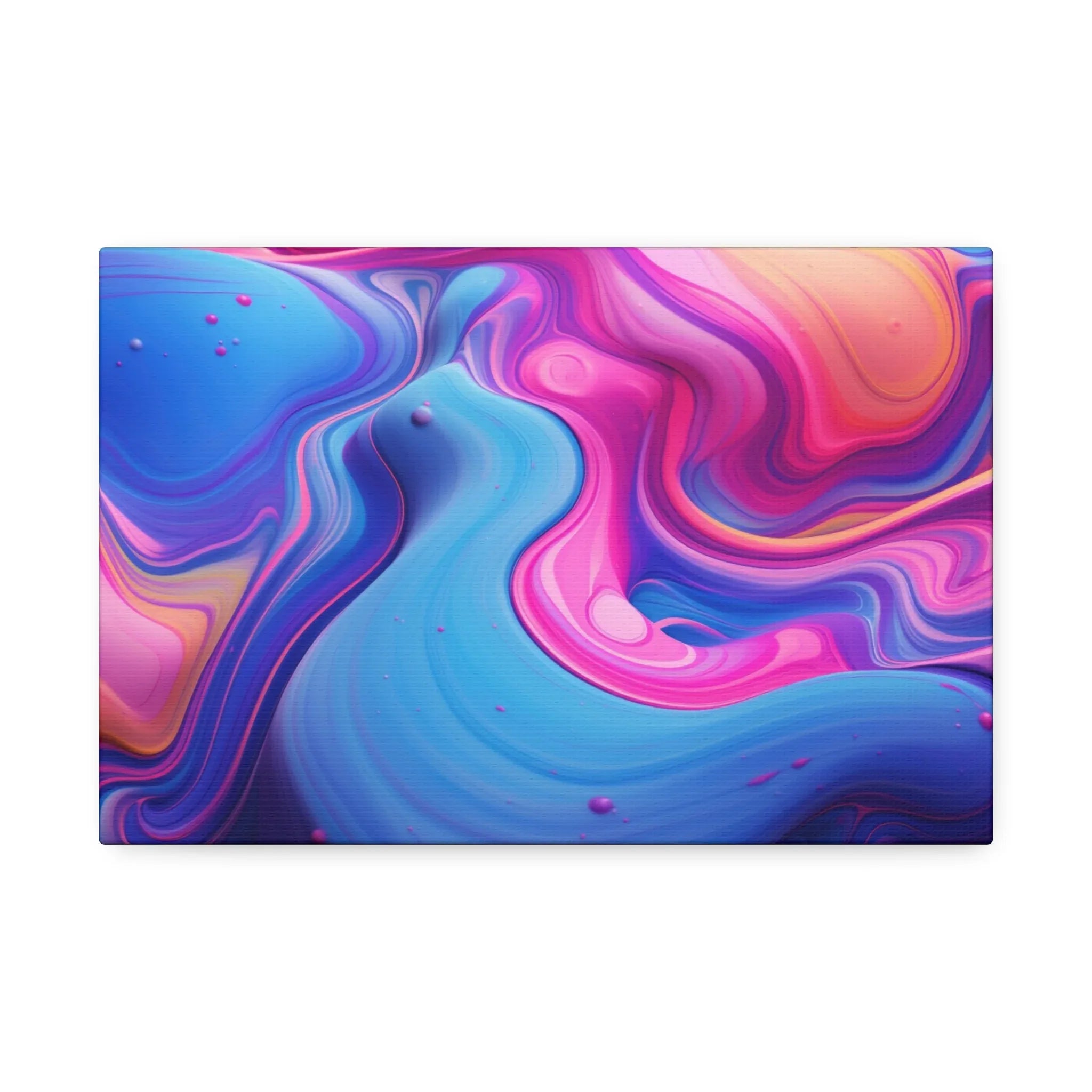 Vibrant abstract digital canvas art with swirling blue, pink, and purple hues wall art.