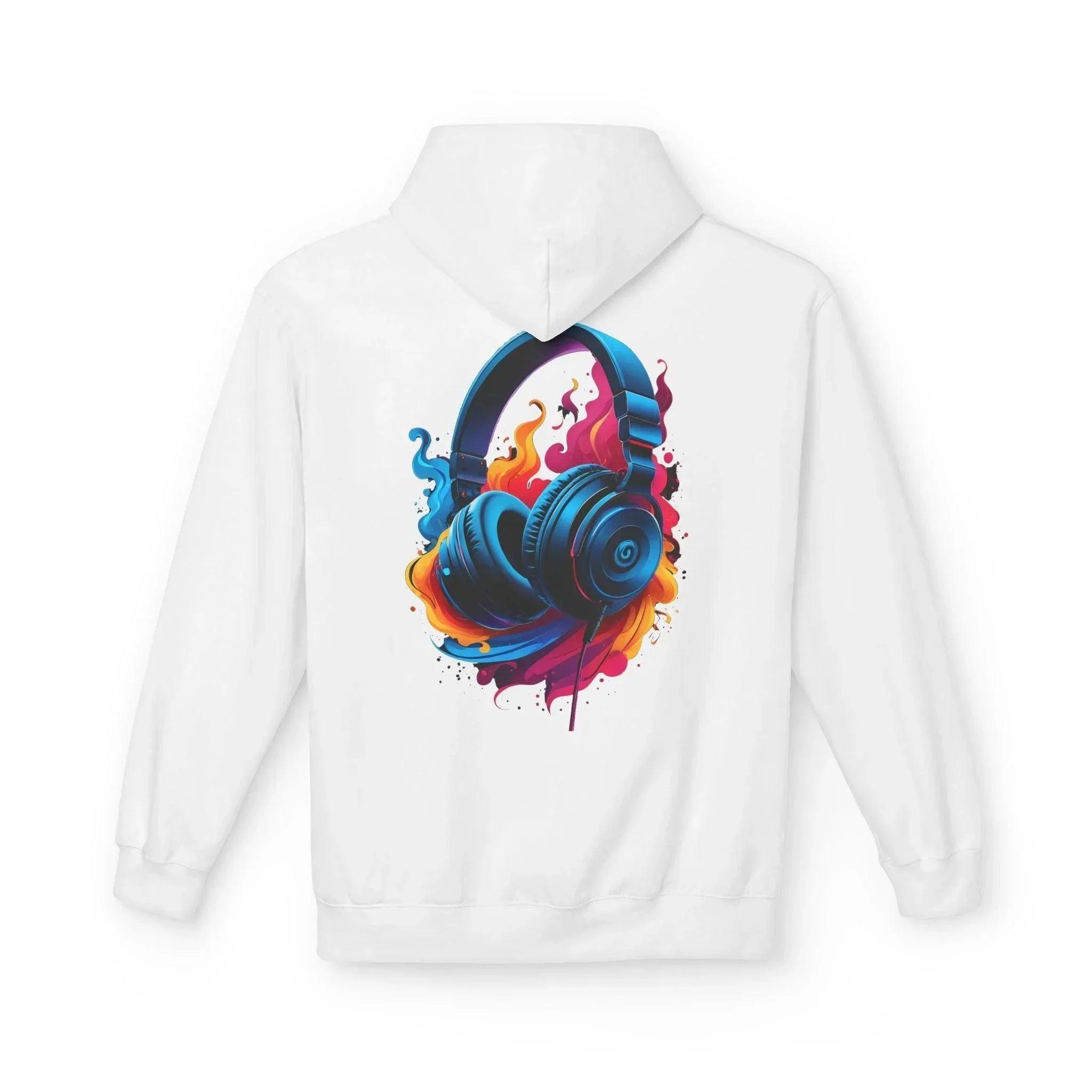 Artistic Vibes Fleece Hoodie with Headphone Design - Ultimate Comfort & Style