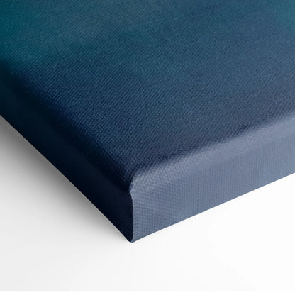 Deep blue canvas print of nissan 350z inspired automotive wall art with textured woven surface and raised edges