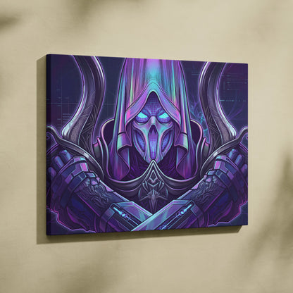 Vaporwave Neon Mystic Canvas - Vaporwave Fantasy Portrait Neon Purple Cyan For Living Room Mystic Neon Mood Cyberpunk