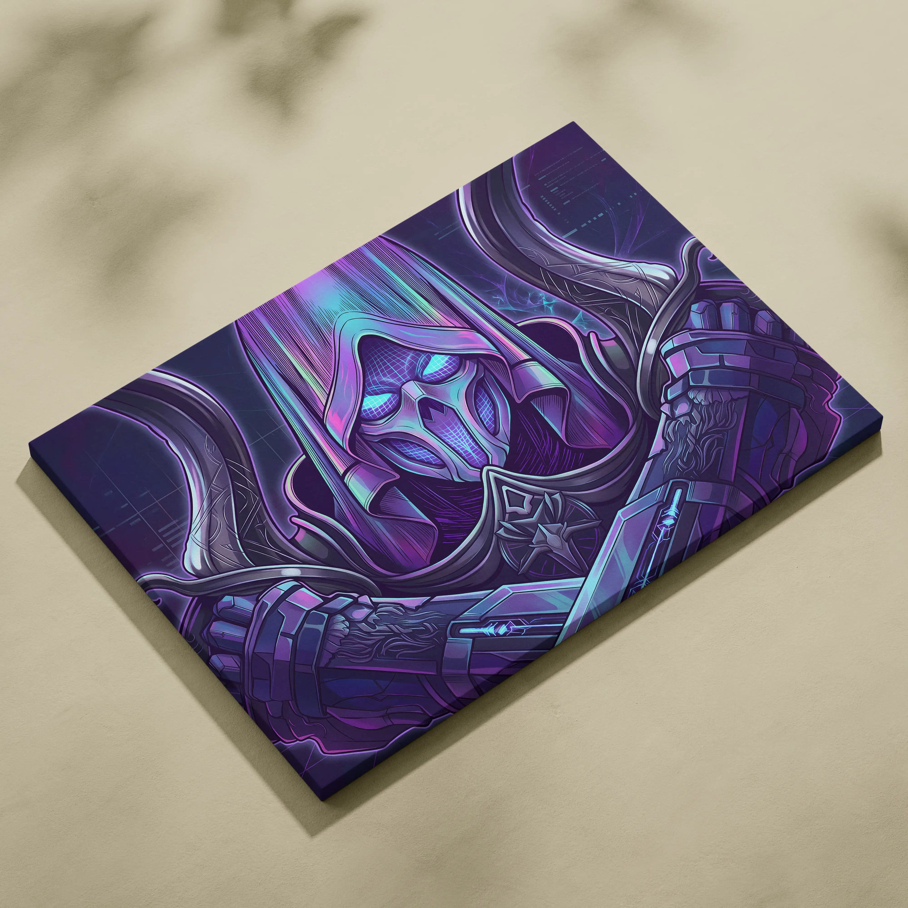 Vaporwave Neon Mystic Canvas - Vaporwave Fantasy Portrait Neon Purple Cyan For Living Room Mystic Neon Mood Cyberpunk