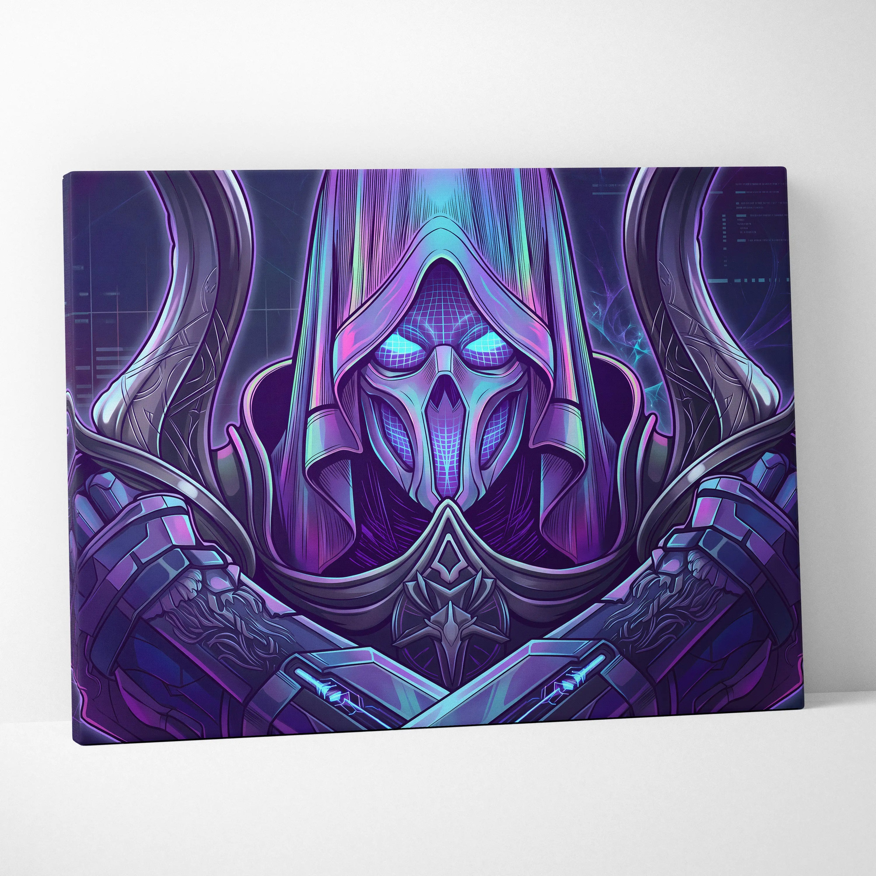 Vaporwave Neon Mystic Canvas - Vaporwave Fantasy Portrait Neon Purple Cyan For Living Room Mystic Neon Mood Cyberpunk
