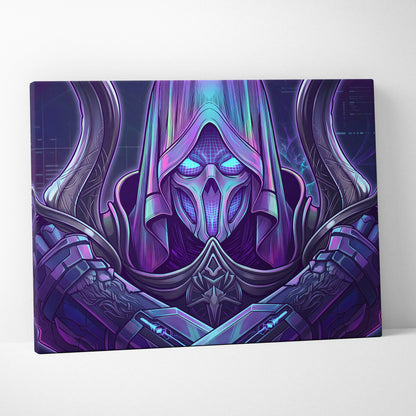 Vaporwave Neon Mystic Canvas - Vaporwave Fantasy Portrait Neon Purple Cyan For Living Room Mystic Neon Mood Cyberpunk