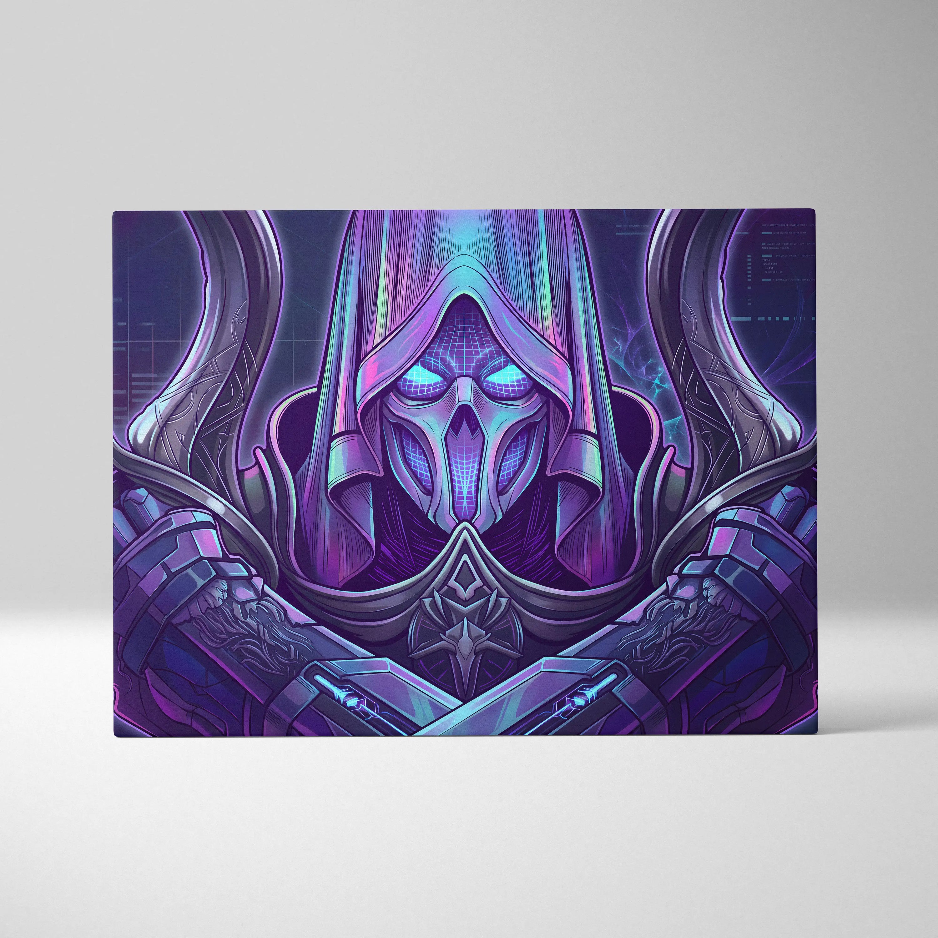 Vaporwave Neon Mystic Canvas - Vaporwave Fantasy Portrait Neon Purple Cyan For Living Room Mystic Neon Mood Cyberpunk