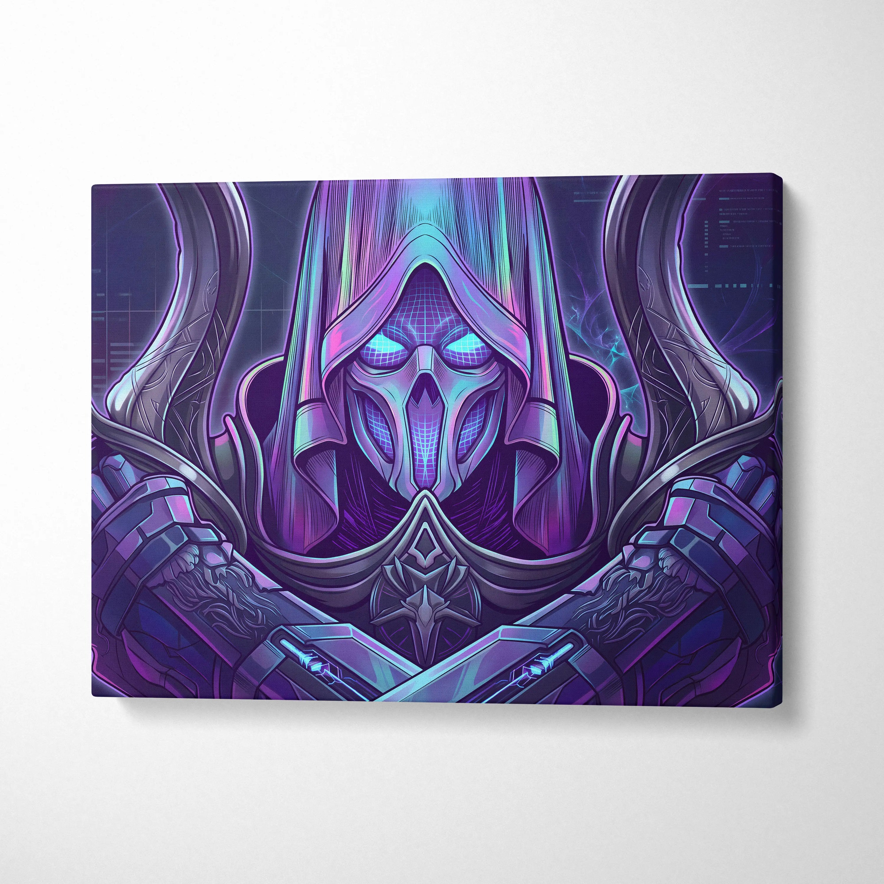 Vaporwave Neon Mystic Canvas - Vaporwave Fantasy Portrait Neon Purple Cyan For Living Room Mystic Neon Mood Cyberpunk