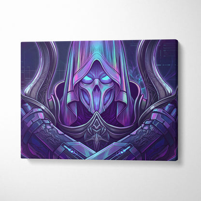 Vaporwave Neon Mystic Canvas - Vaporwave Fantasy Portrait Neon Purple Cyan For Living Room Mystic Neon Mood Cyberpunk