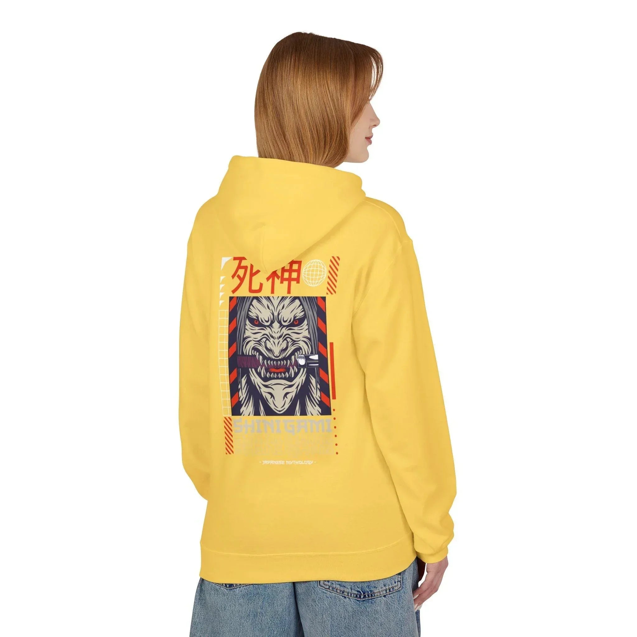 Shinigami-Inspired Japanese Streetwear Fleece Hoodie - Comfort Meets Cultural Style