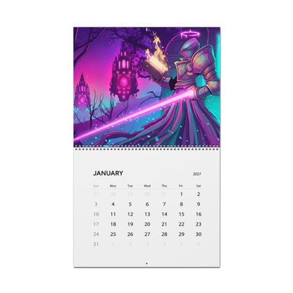 2027 Fantasy Art Wall Calendar – Neon Vaporwave & Retro Futuristic Artwork