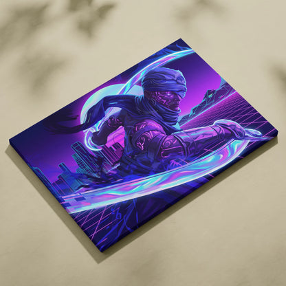Vaporwave Neon Dream Canvas - Surreal Neon Dancer Living Room Vaporwave Dreamy Nightlife Mood Modern Retro Canvas