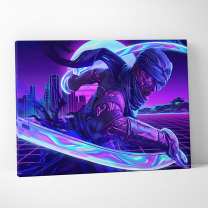 Vaporwave Neon Dream Canvas - Surreal Neon Dancer Living Room Vaporwave Dreamy Nightlife Mood Modern Retro Canvas