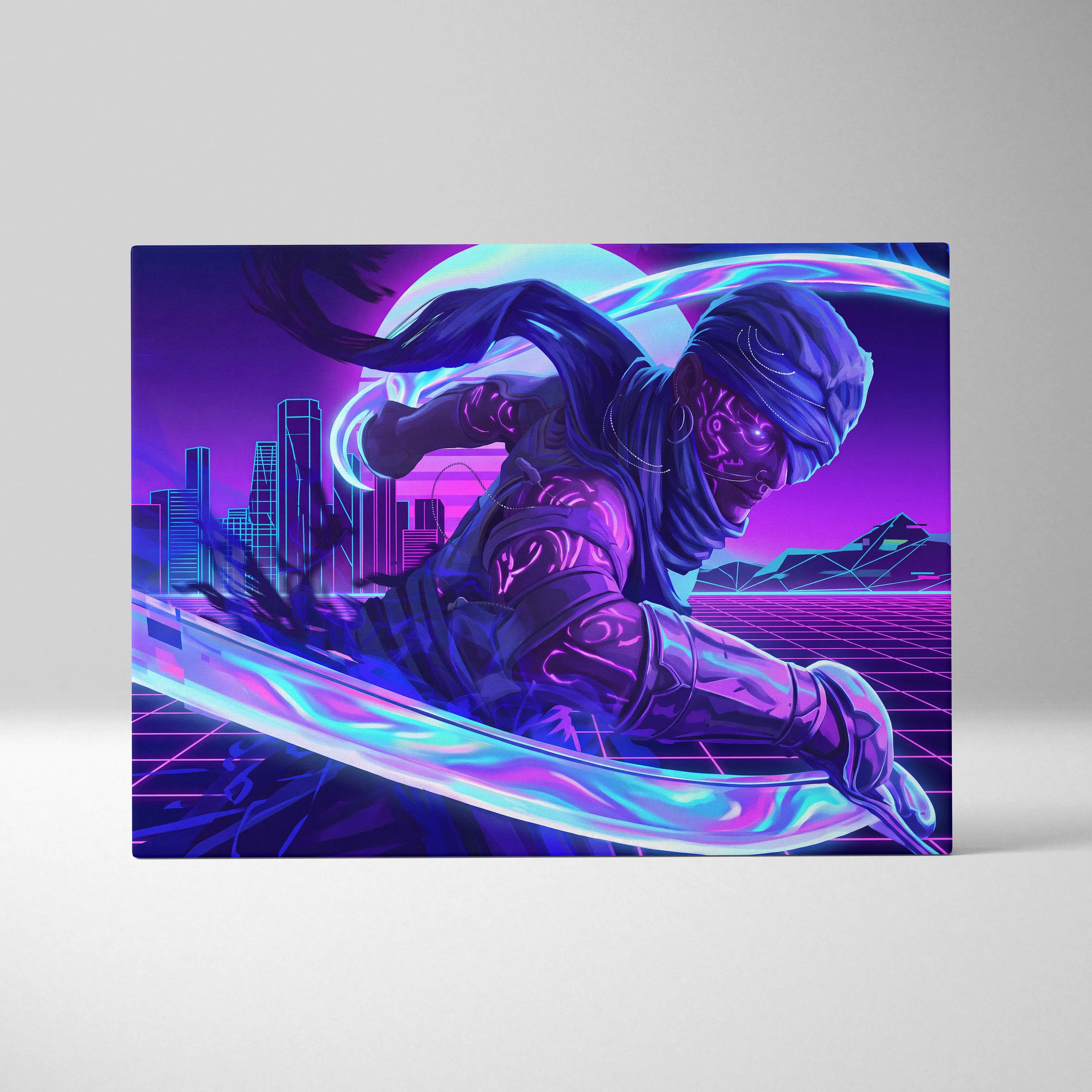 Vaporwave Neon Dream Canvas - Surreal Neon Dancer Living Room Vaporwave Dreamy Nightlife Mood Modern Retro Canvas