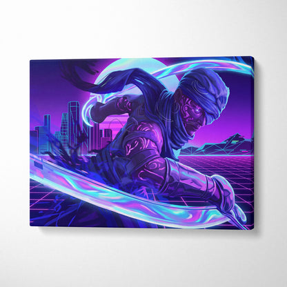 Vaporwave Neon Dream Canvas - Surreal Neon Dancer Living Room Vaporwave Dreamy Nightlife Mood Modern Retro Canvas