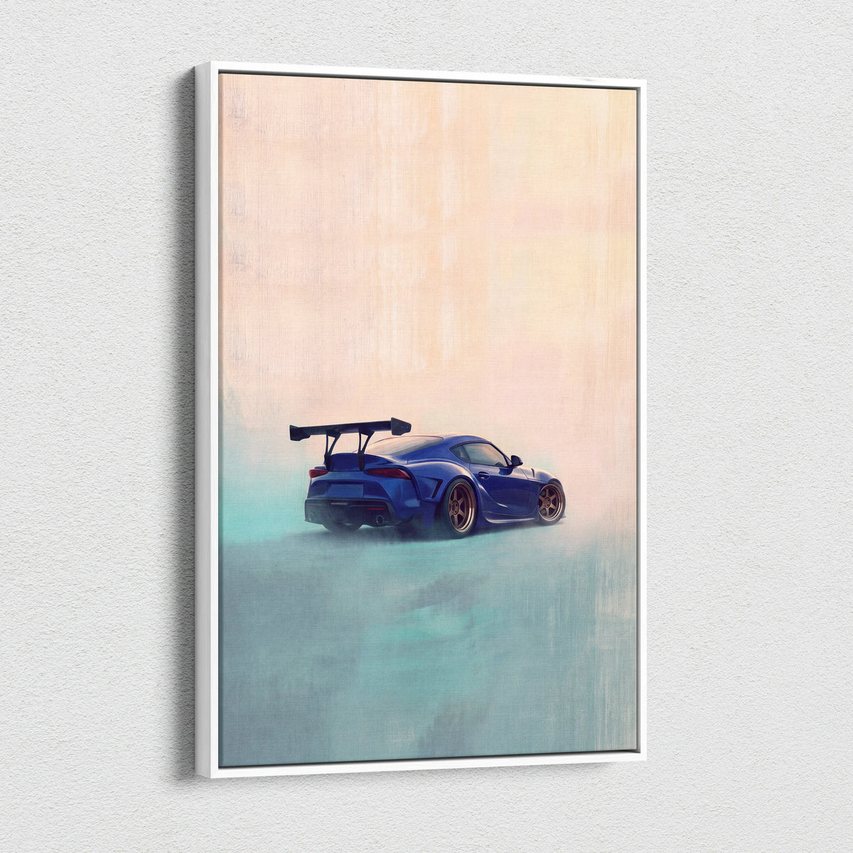 Toyota Supra Inspired Automotive Wall Art - Blue JDM Sports Car Canvas Print for Garage