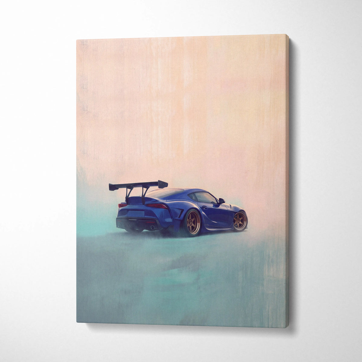 Toyota Supra Inspired Automotive Wall Art - Blue JDM Sports Car Canvas Print for Garage