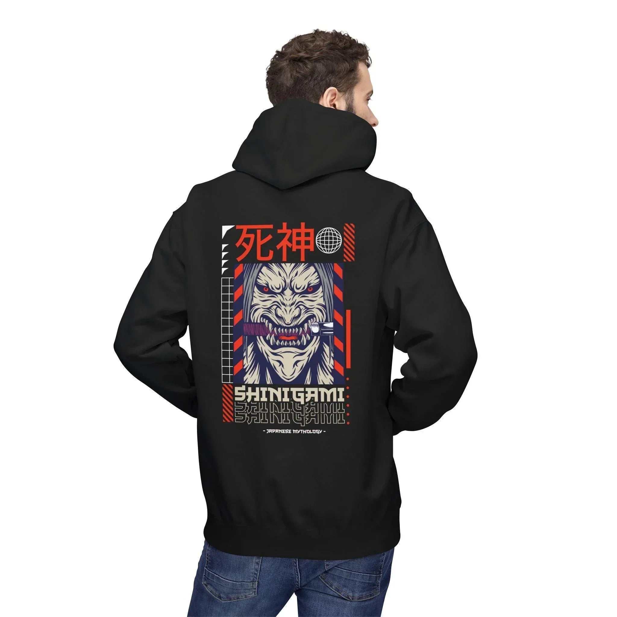 Shinigami-Inspired Japanese Streetwear Fleece Hoodie - Comfort Meets Cultural Style