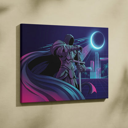 Vaporwave Neon Odyssey Canvas - Vaporwave Canvas Neon Blue Pink Living Room Futurism Moody Cyberpunk Canvas