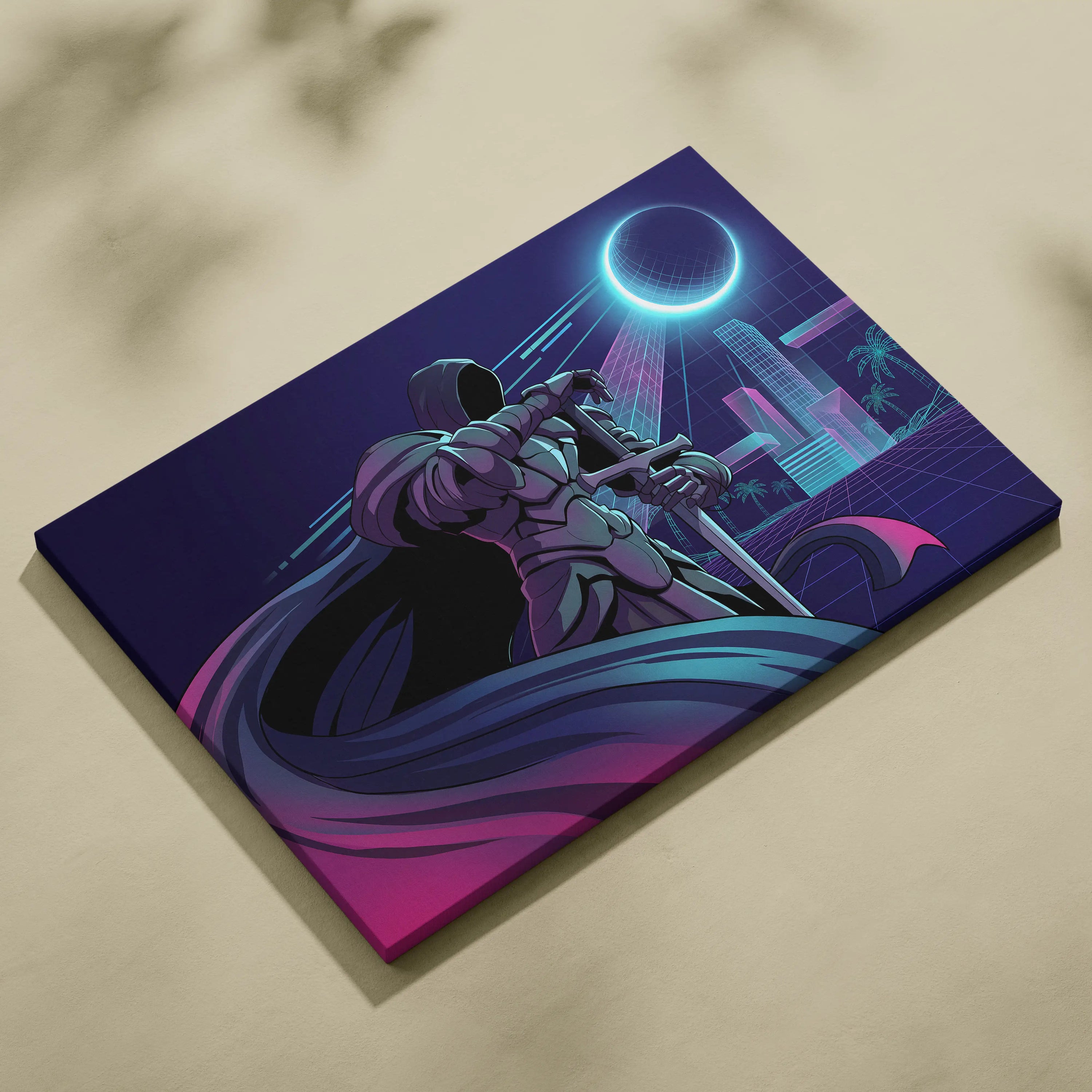 Vaporwave Neon Odyssey Canvas - Vaporwave Canvas Neon Blue Pink Living Room Futurism Moody Cyberpunk Canvas